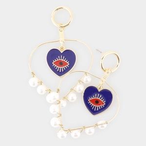 Evil Eye Pearl Heart Necklace 👁